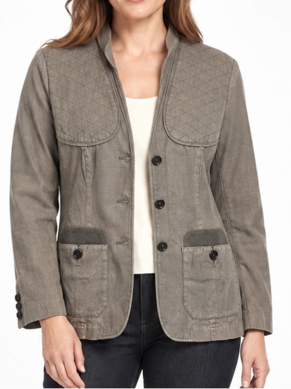 Beretta Italy Women's Quilted Recoil Yoke Shooting Blazer Jacket Grey US 12